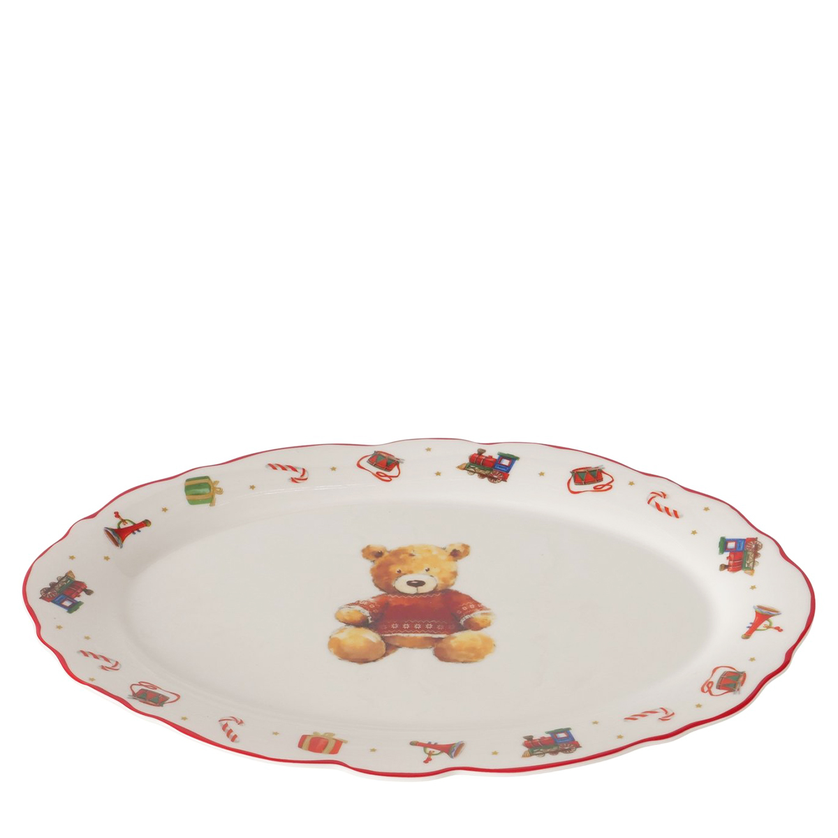 Deko Weihnachtsteller Bailey, Servierplatte mit Teddy-Motiv, 21x31cm, Boltze Home Collections