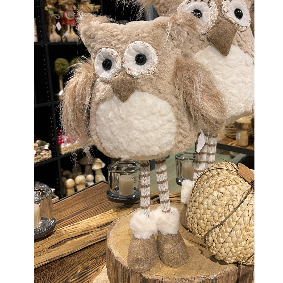 Deko Eule, Plüscheule Hoo auf langen Beinen, 40cm