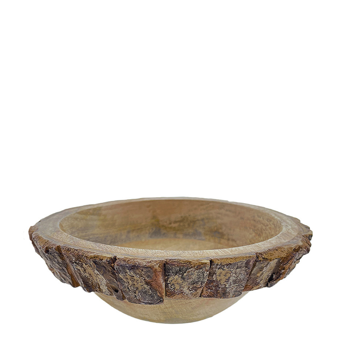 Holzschale Natur, rustikale Mangoschale mit Rinde, Ø17cm