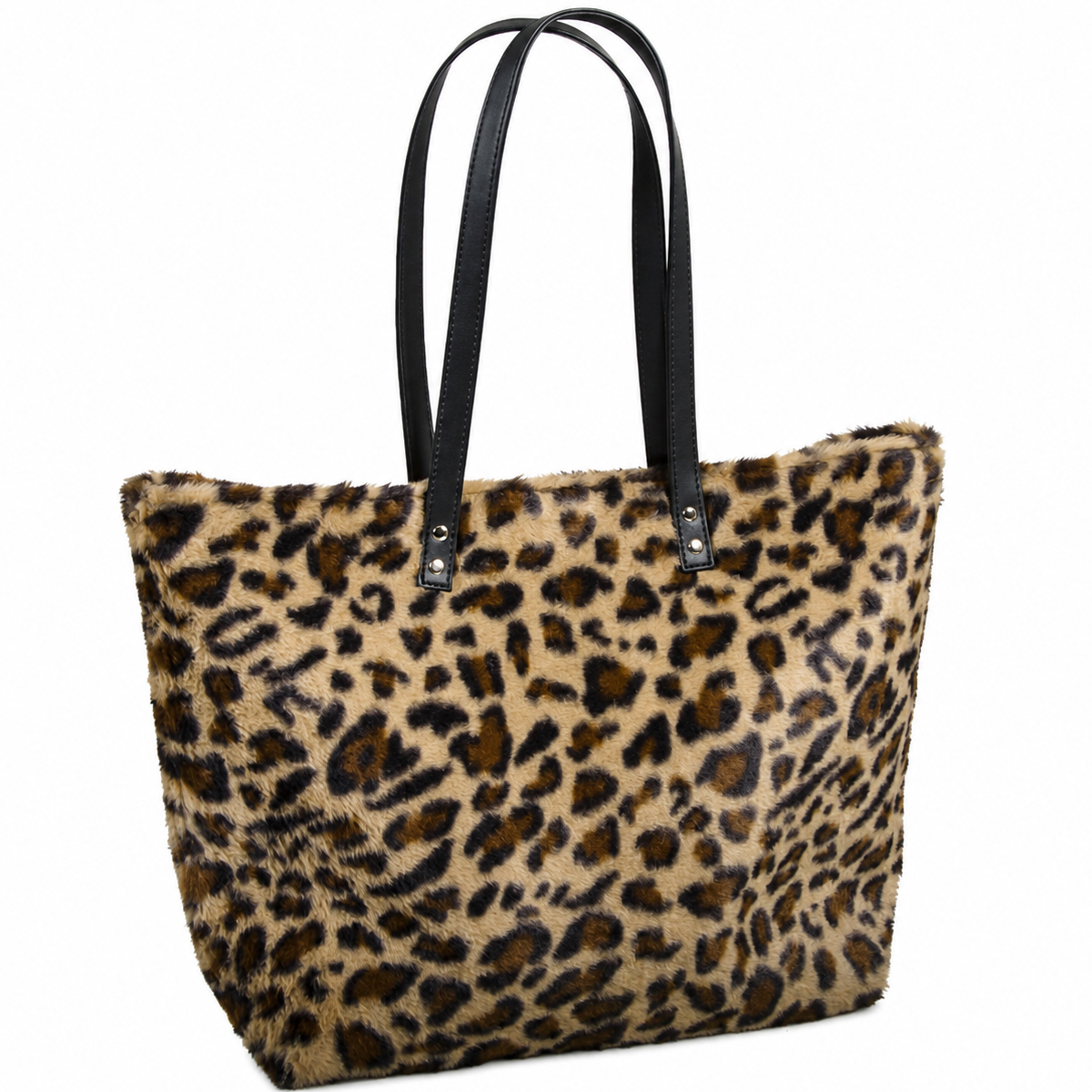 Kunstfell Tasche Leo, Shopper, Schultertasche mit Magnetverschluß 