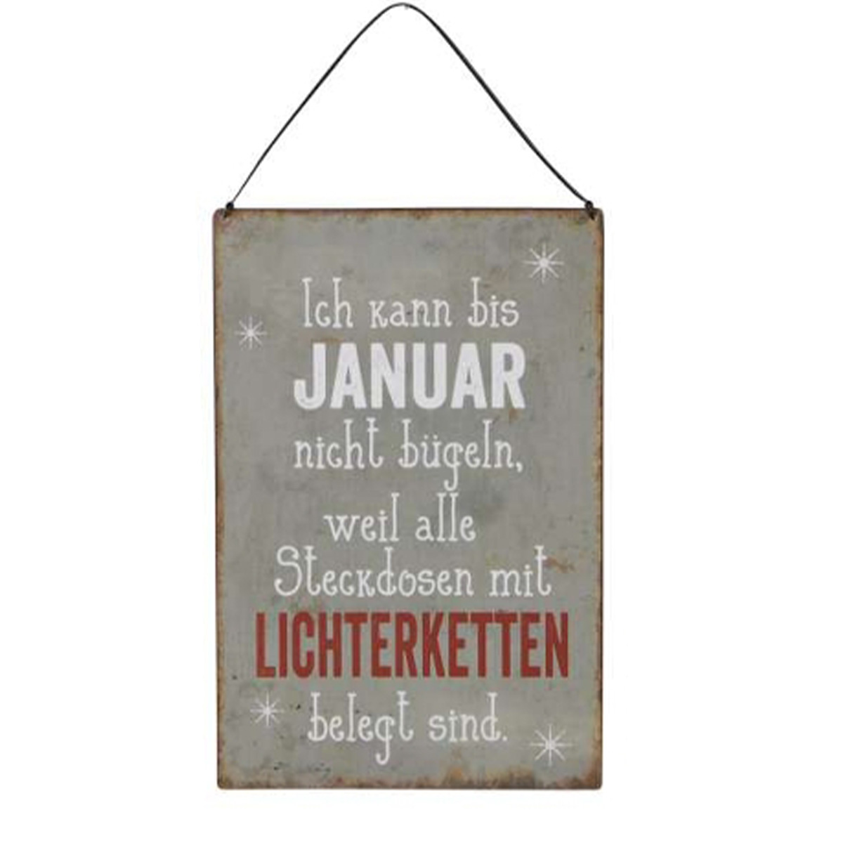 Lustiges Metall-Schild Weihnachtsspruch: Lichterketten, 20x30cm