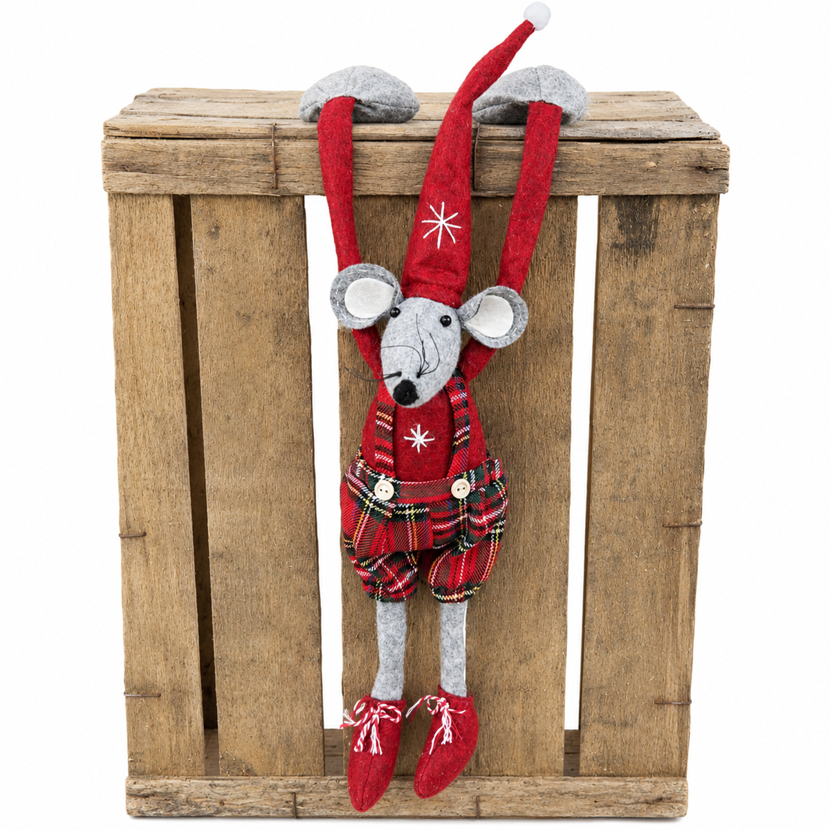 Deko Filzmaus, Wintermaus mit Schlackerarme und Bammelbeine