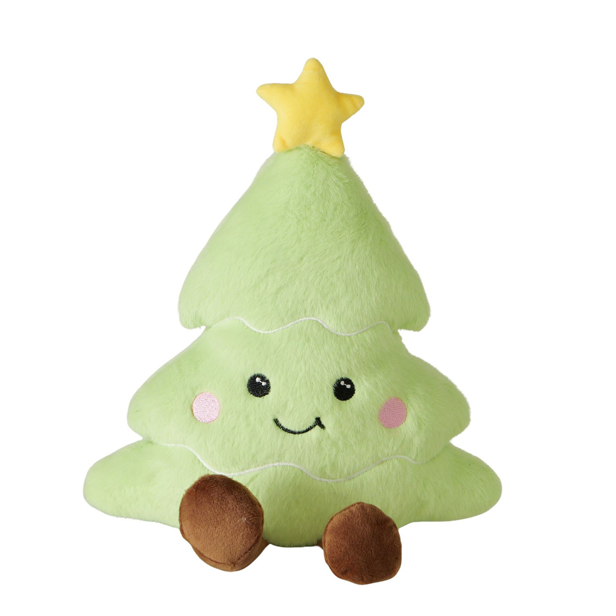 Plüschkissen-Kantenhocker kleiner Weihnachtsbaum grün mit Gesicht und Beine, Boltze Home Collection