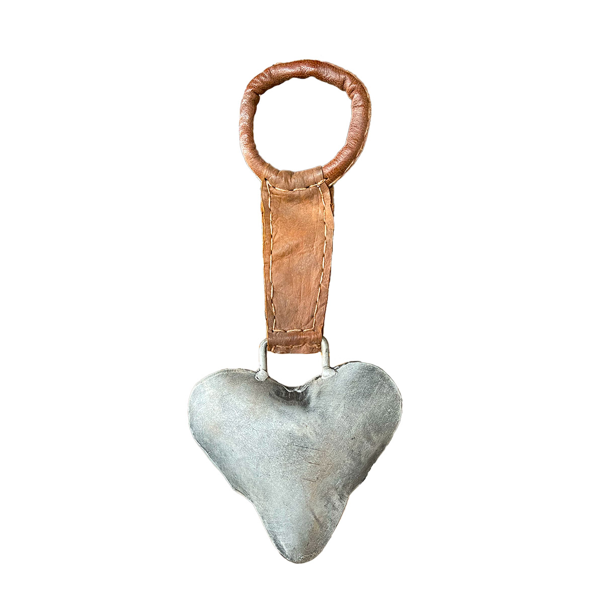 Deko Glocke Herz mit Klang, Metallglocke in Herzform und Lederband mit großer Schlaufe