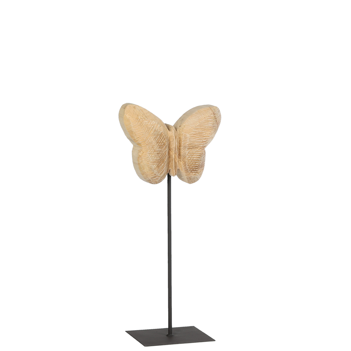 Deko Schmetterling Naturholz sägerau, Holz-Schmetterling auf Ständer, 50cm, WMG Grünberger