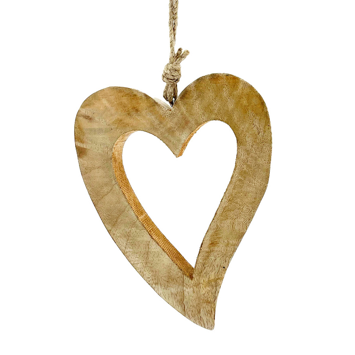Deko Herz natur, Holzherz offen, 21x17cm, Hänger 