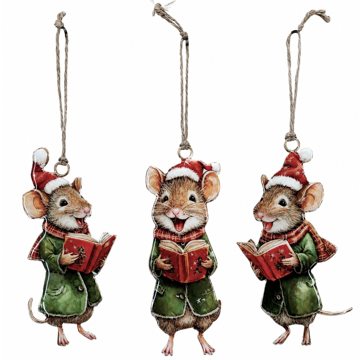 Weihnachtshänger Winter-Maus used look, singende Mäuse mit Schal und Mantel