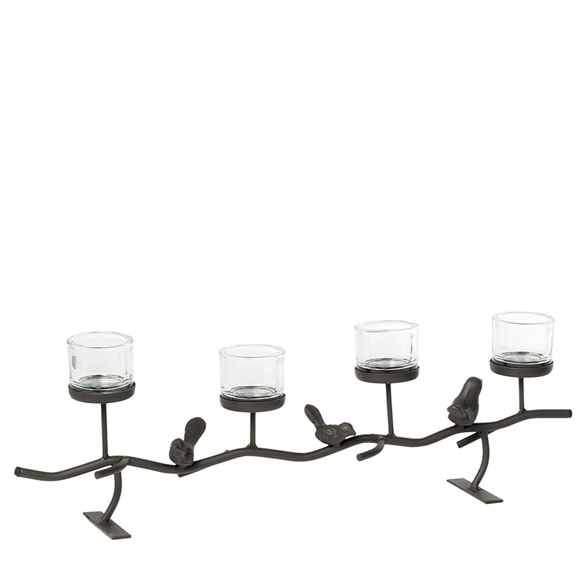 Eisen Windlicht Adele mit Vögel und 4 Kerzengläser, 60cm, WMG Grünberger 