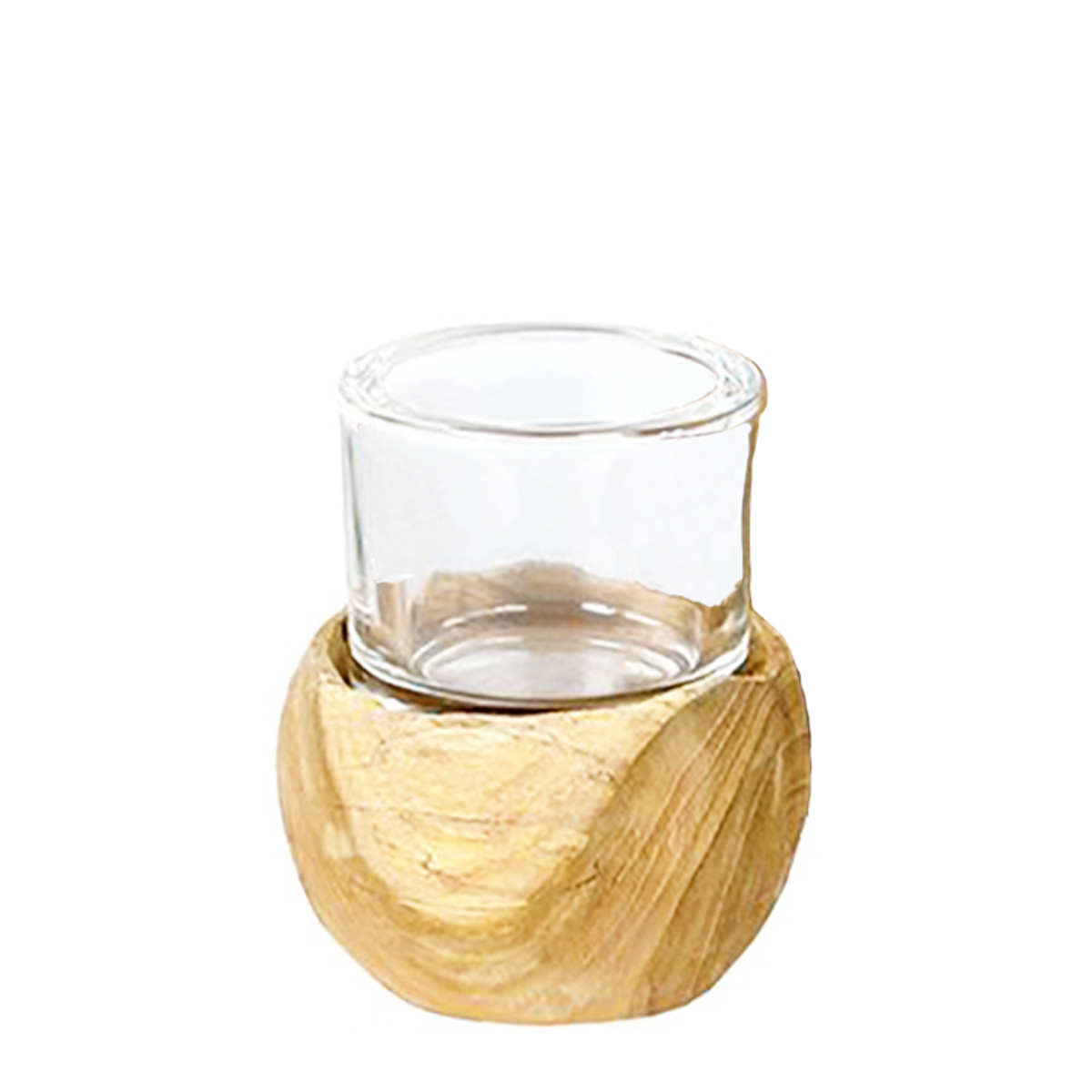 Holz Windlicht Teak, 10cm, WMG Grünberger