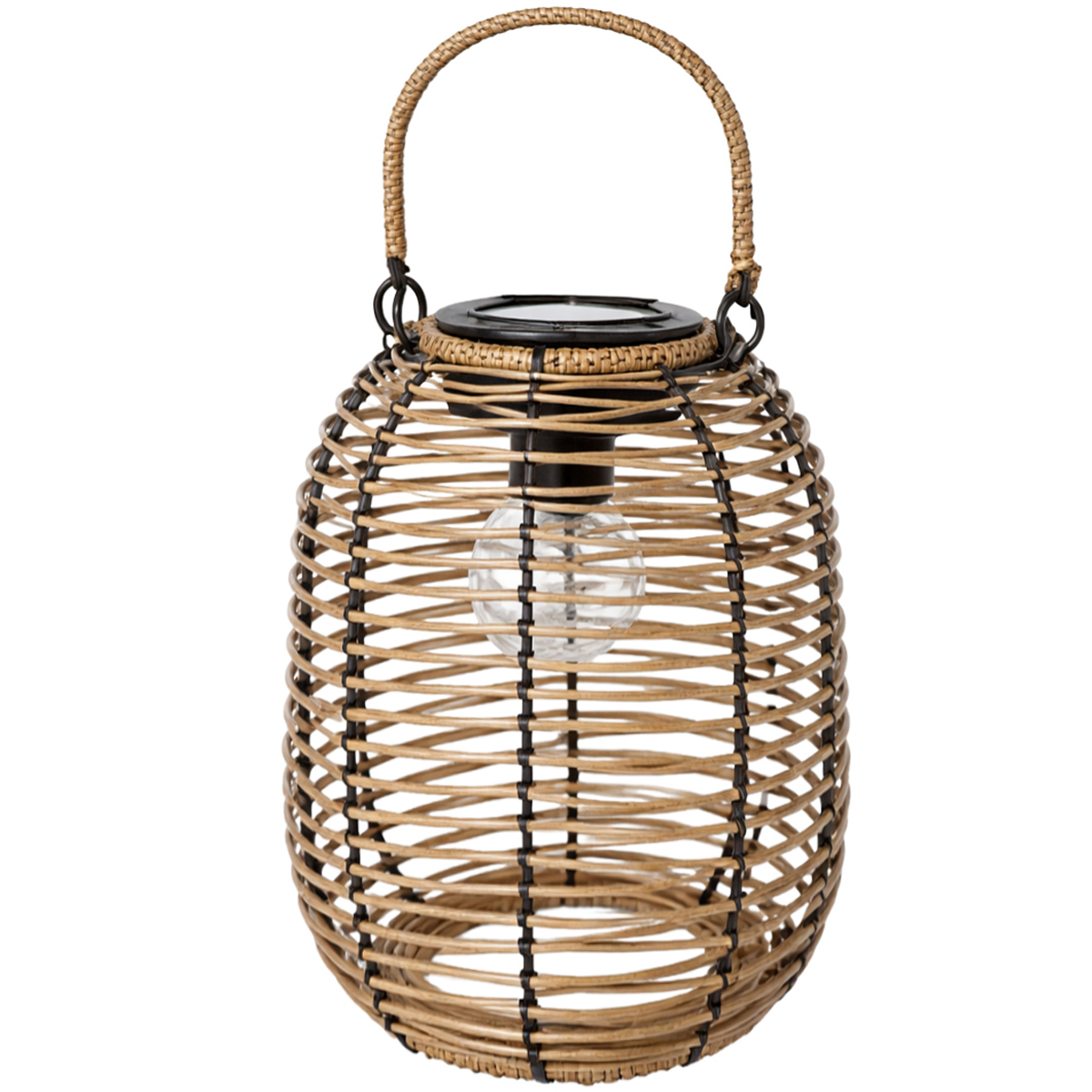 Solar Laterne Boho, Korbgeflecht rund, 29cm