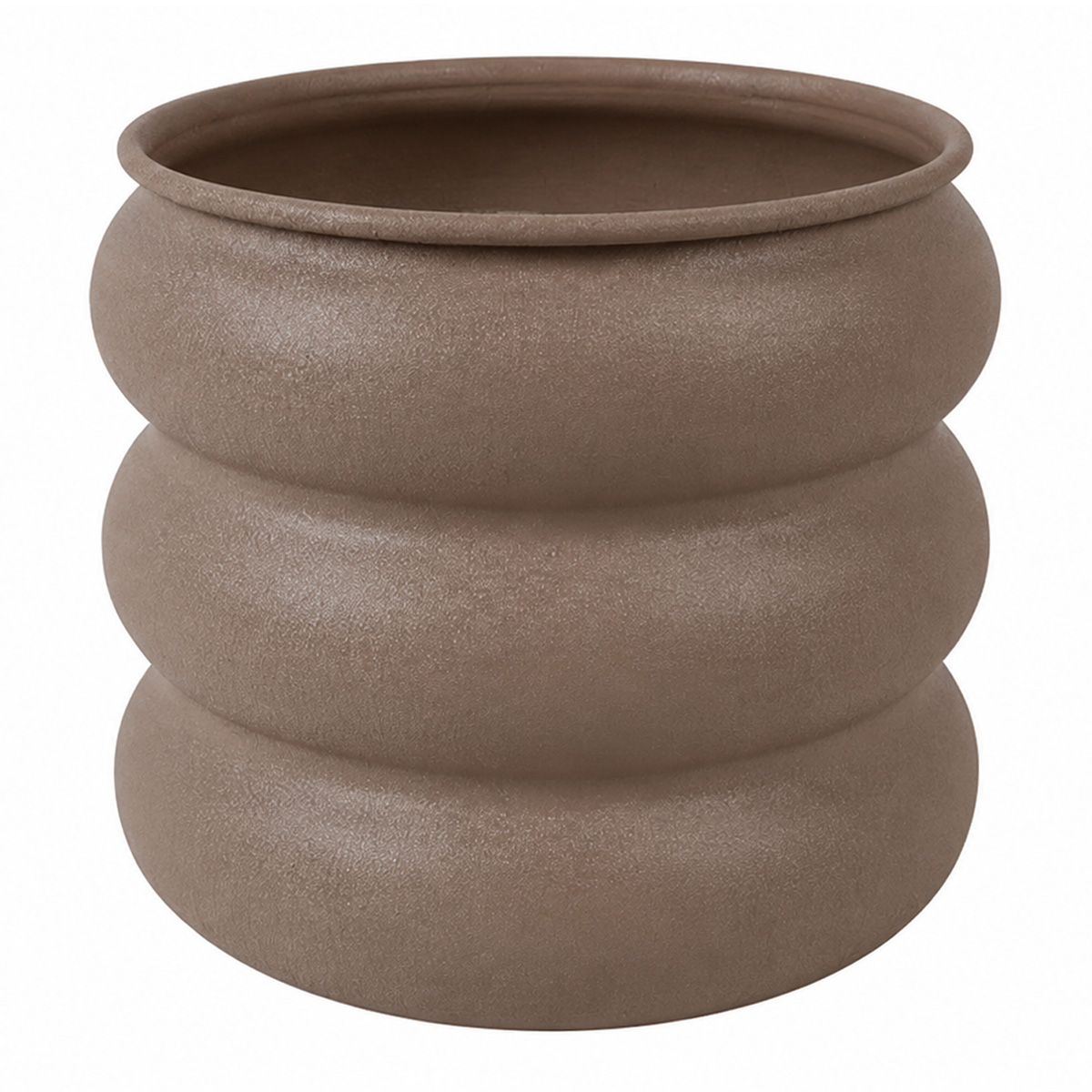 Übertropf aus mattem Metall mit 3 Ringen, braun, 18cm