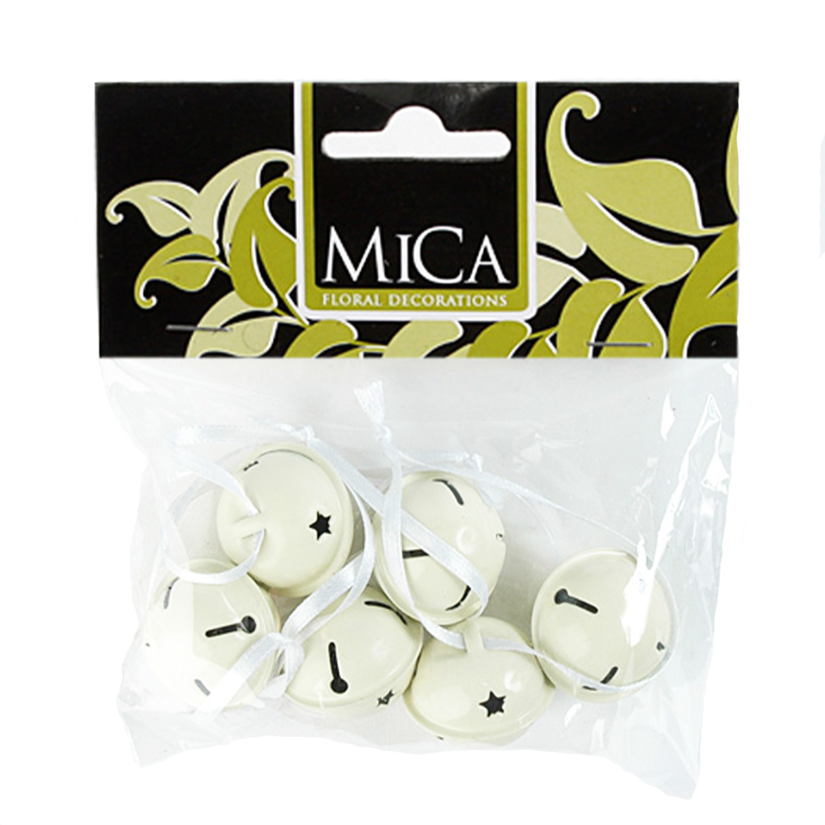 Deko Glöckchen, Metallglöckchen, Schellen mit Klang, creme, Ø2,3cm, 6St/Pckg