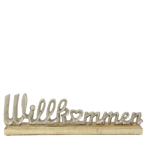 Schriftzug Willkommen Holz/Aluminium 41cm Aufsteller