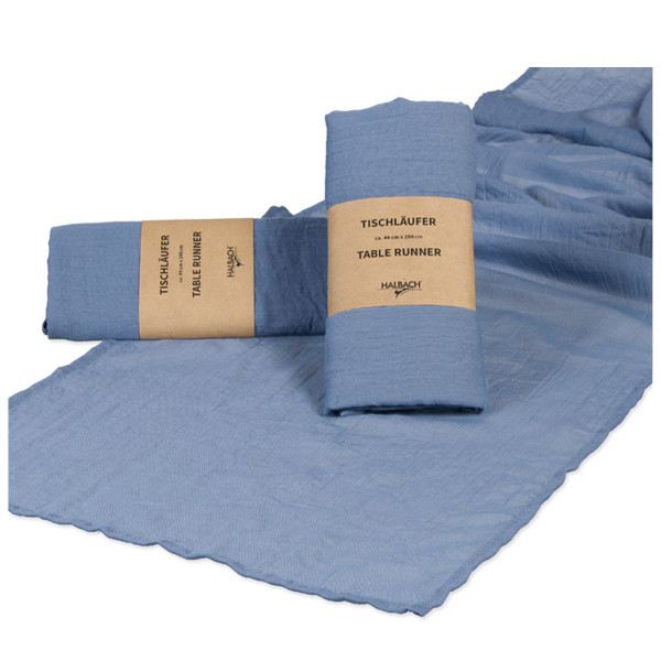 Halbach Tischläufer washed denim, Baumwoll-Optik, 44cmx160cm