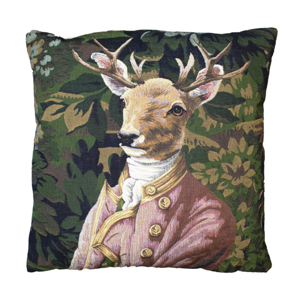 Gobelin Kissen Hirsch, Baron Hirsch rose, 45x45cm, Mars &amp; More