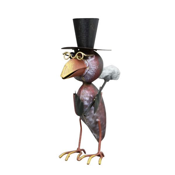 Deko Rabe Rudi, Metallrabe mit Schaufel, Zylinder und Brille, 24cm