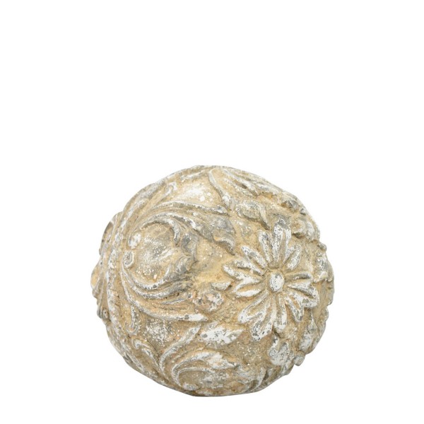 Deko Gartenkugel, Ornament, used look, beige-weiß, Ø12cm