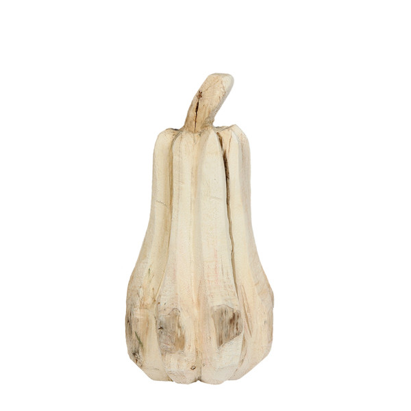 Deko Kürbis Natur, schmaler Kürbis aus Naturholz, 40cm, WMG Grünberger