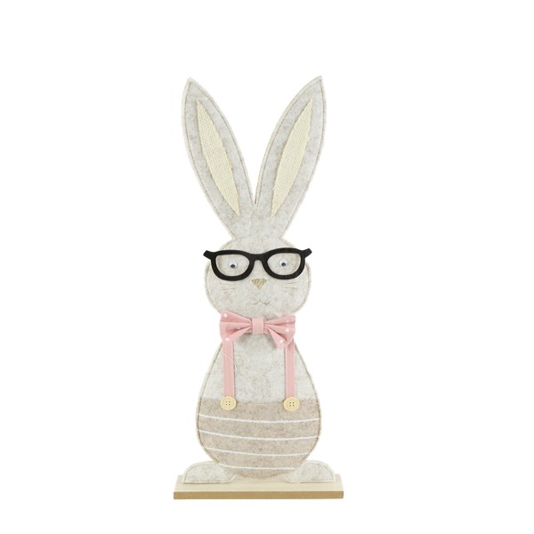 Filz Hase mit Brille und rosa Schleife 56cm Aufsteller