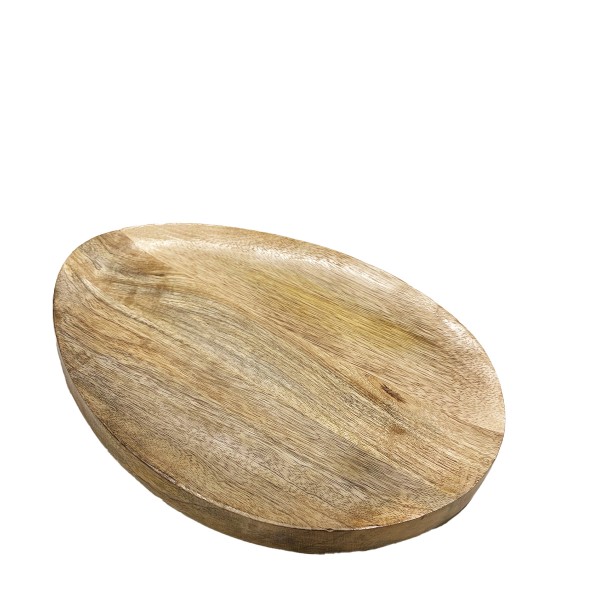 Holzteller, eiform, 30x23cm, Mangoholz