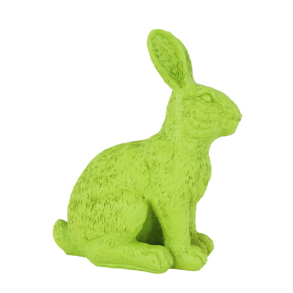 Deco Hase, Osterhase sitzend, grün, 14x21cm, Polyresin