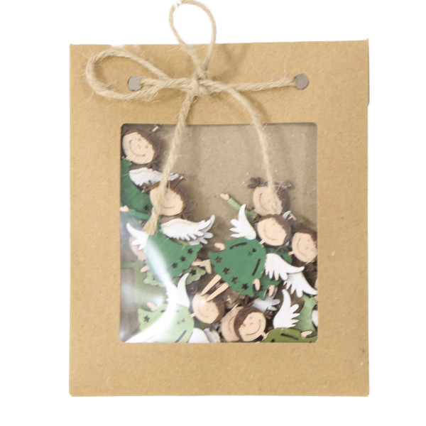Deko Streuer Weihnachtsengel, Holzstreuer Engel grün, 12St/Packg