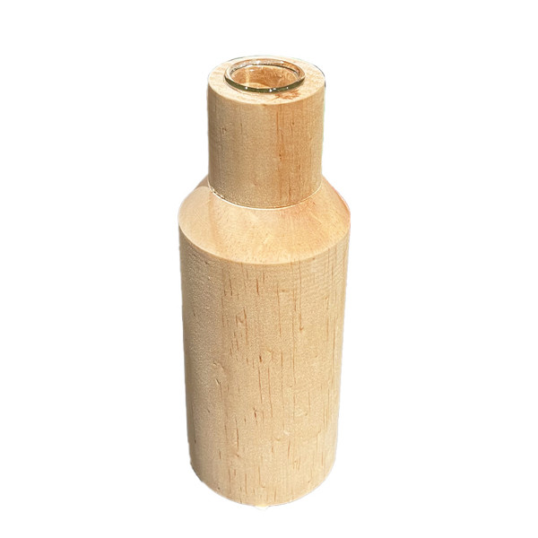 Naturholz Blumenvase Naturholz, kleine schlanke Holzvase mit Reagenzglas, 15cm