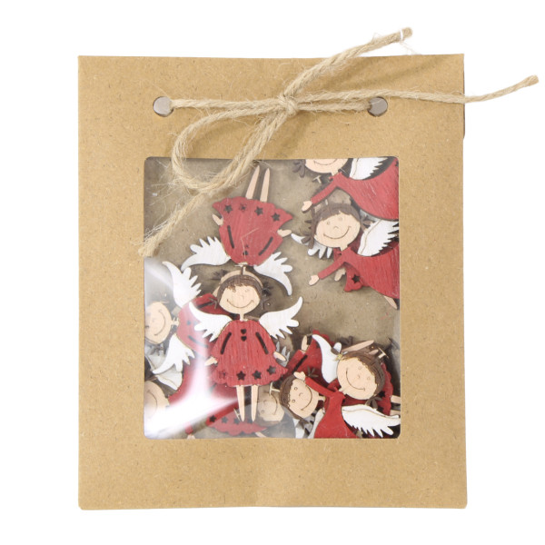 Deko Streuer Weihnachtsengel, Holzstreuer Engel rot, 12St/Packg