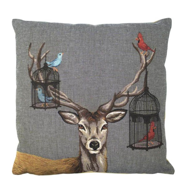 Gobelin Kissen, Funky Deer, Vogelbauer, 45x45cm, Mars &amp; More