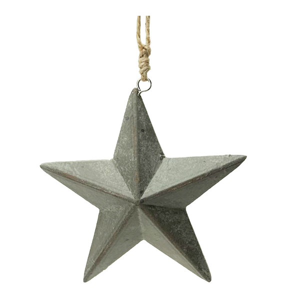 Deko Weihnachtsstern, Holzstern matt grau used look, Ø10cm, Hänger