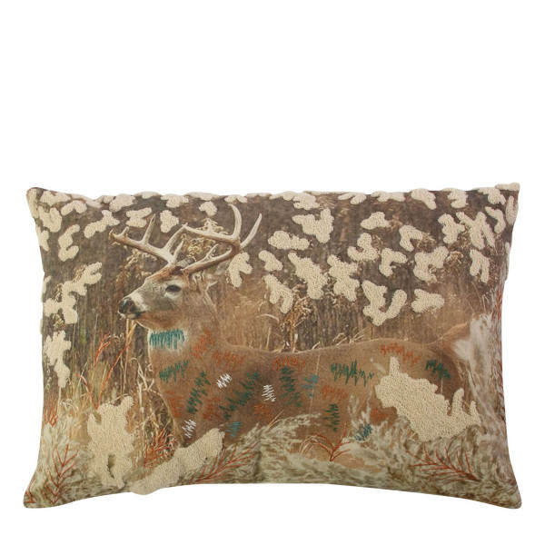 Baumwoll Kissen Hirsch, Hirsch im Gras bestickt, 40x60cm, Mars &amp; More