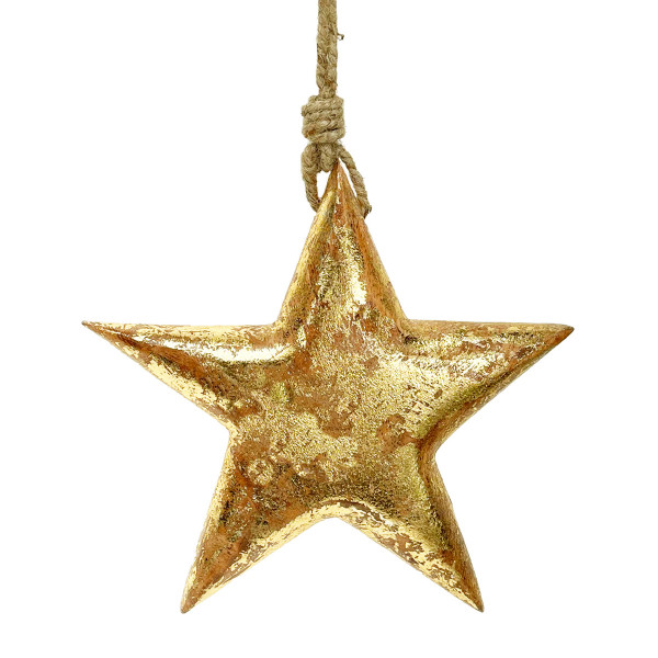 Deko Stern Weihnachten Antik gold, rustikal-edler Holzstern used look, Weihnachtsstern, Ø15cm