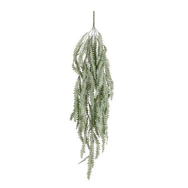 Kunstpflanze Farn hängend, schlichter filigraner Farn grau-grün, 100cm, Mica Decorations