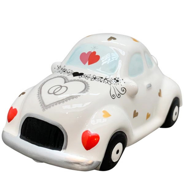 Spardose Hochzeit, Sparschwein Hochzeitsauto Just married, Keramikspardose