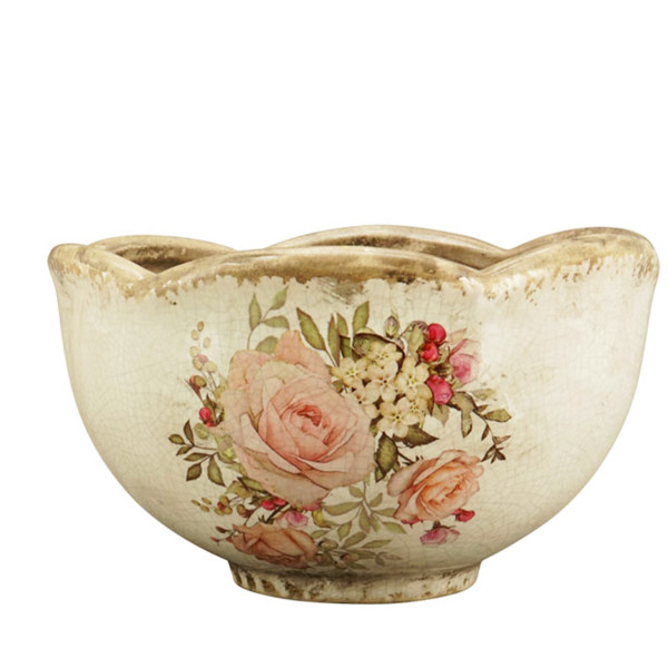 Schale Rosen Nostalgie, Keramikschale mit Rosenmotiv, 20x12cm