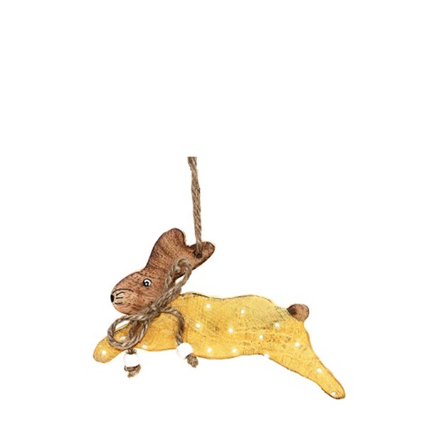 Deko Holz Hase mit Punkte, gelb, 15cm, Hänger