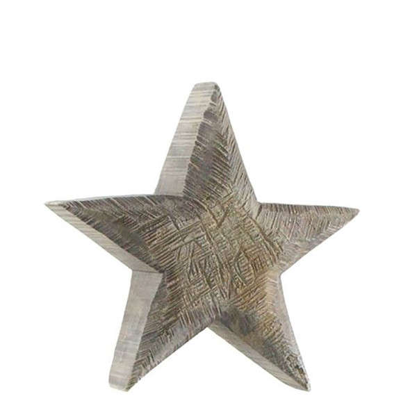 Deko Holzstern grau, Stern sägerau aus Pappelholz, 20cm, WMG Grünberger