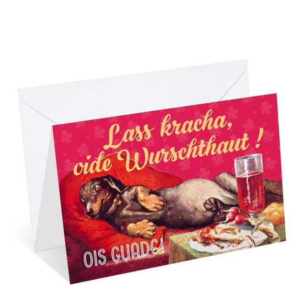 Bayerische Glückwunschkarte: Wurschthaut
