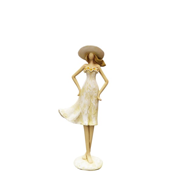 Dekofigur Mädchen im Blumenkleid, Frau Sannie, creme, 25cm, Polyresin