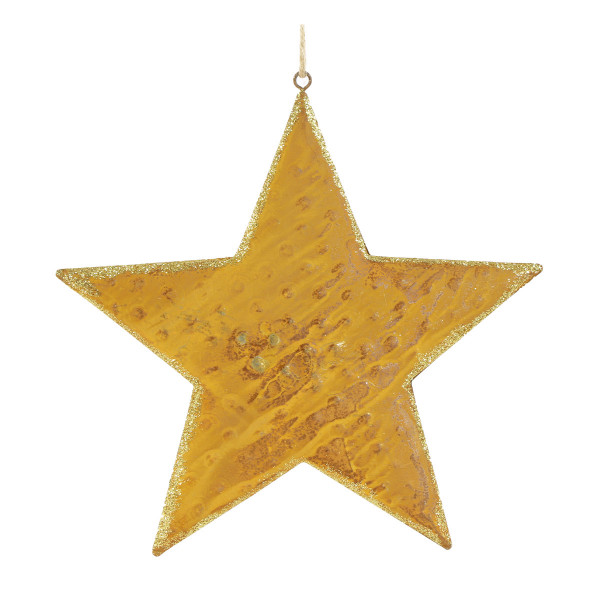 Deko Stern Weihnachten, Roststern mit Goldrand, Ø17cm, Hänger