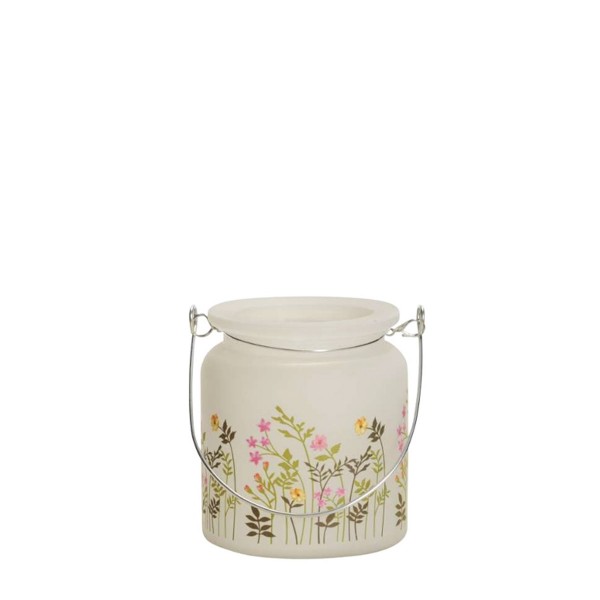 Deko Windlicht mit Henkel, Blumenwiese, 8x9cm, Glas