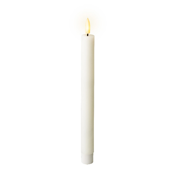 LED Stabkerze weiß, Wachskerze Dauerbetrieb, 24cm, Set/2, Lumineo