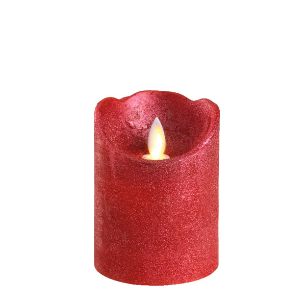 LED Flackerkerze rot, Wachskerze mit Flackerlicht und Timerfunktion, 10cm, Lumineo