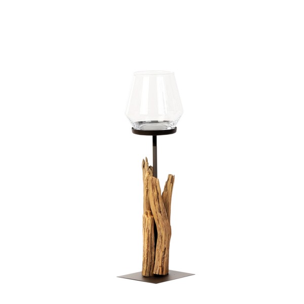 Windlicht Raisa bauchig 55cm Holz WMG Grünberger