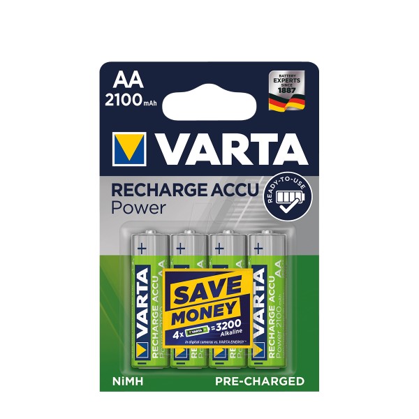 Varta Batterie, Micro AA, R2U, Recharge Accu, 4St. im Blister