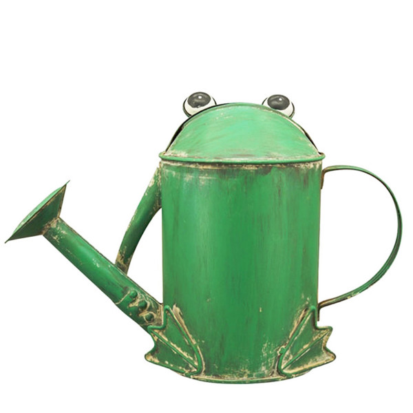 Deko Gießkanne Frosch, Metallkanne in Froschform, dunkles grün, 37x25cm, Metall
