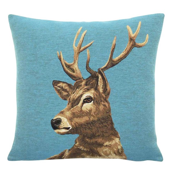 Kissen Gobelin Hirsch türkis links 45x45cm, Mars &amp; More