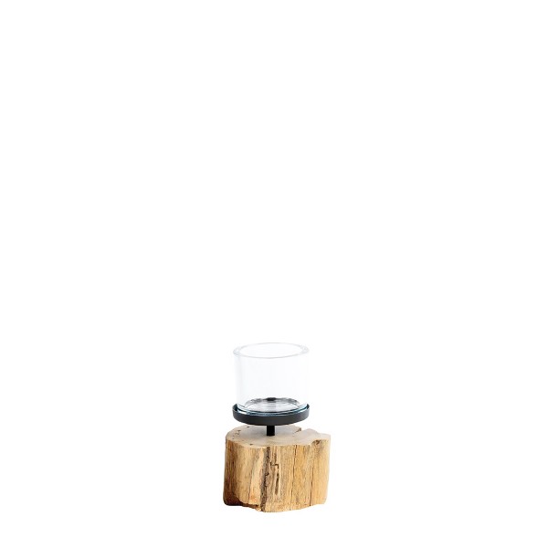 Holz Windlicht natur mit Glas 18cm, WMG Grünberger