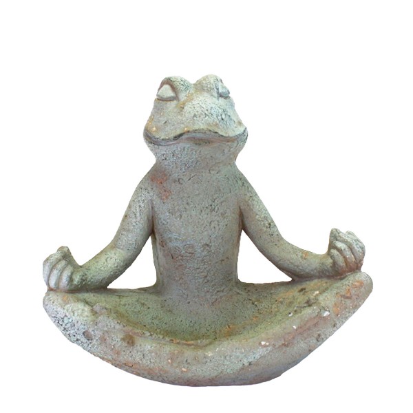 Deko Vogeltränke, Frosch meditierend, antik grau-grün, 40cm, Polyresin, Werner Voss