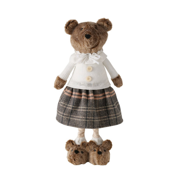 Deko Teddy mit Rock und Hundeschuhe, Teddymädchen mit Teleskopbeine, 34cm bis 54cm, Boltze Home Coll